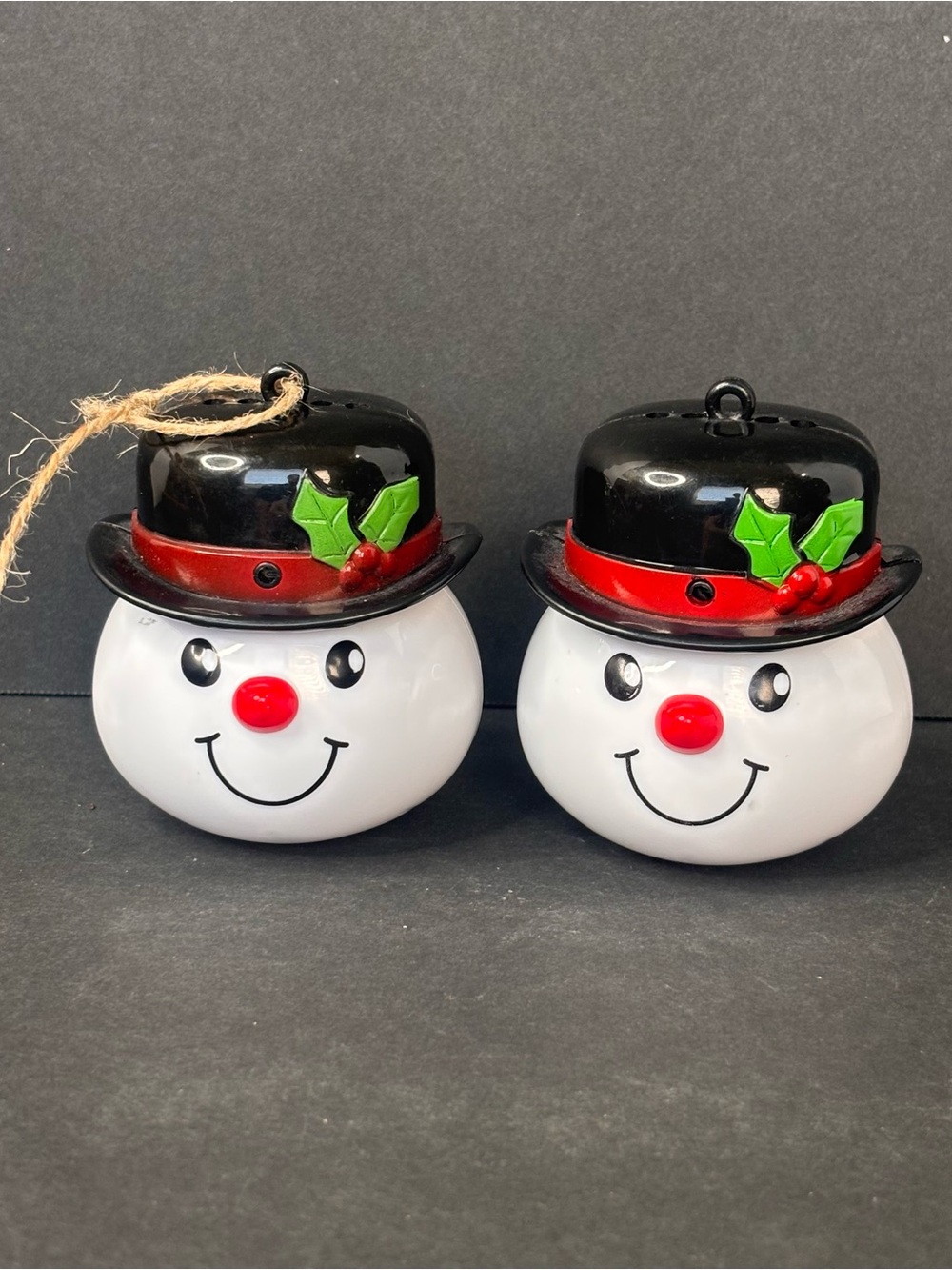 2 Vintage Christmas Ornaments Snowman Motion Activated Plays “Jingle bells”